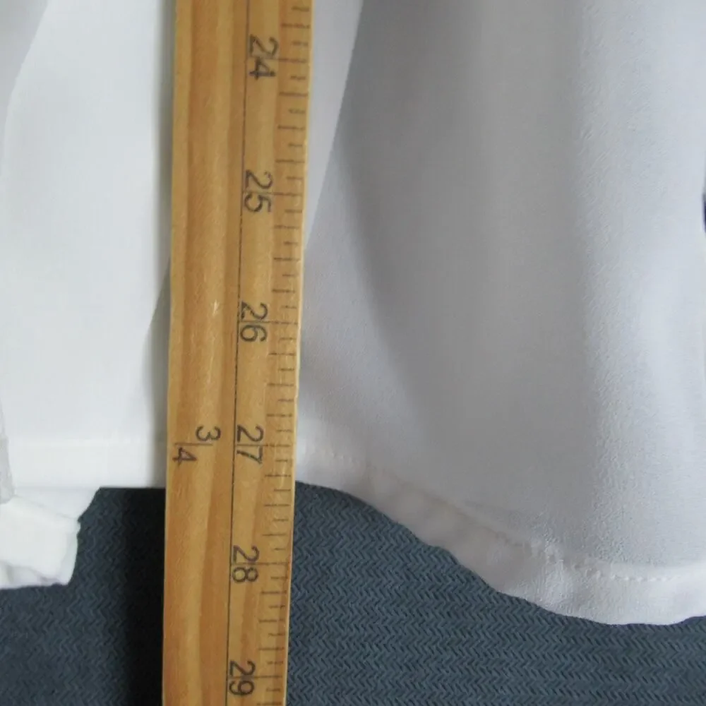 Vintage Josephine Top Womens 36 White Floral Cutout Pleated Sheer Blouse Work